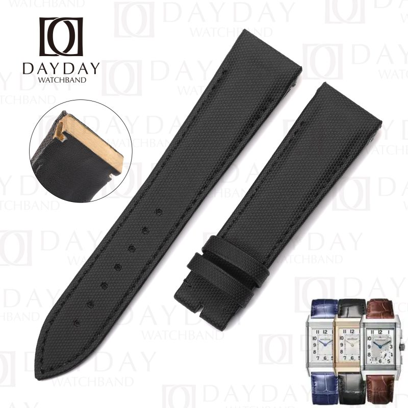 Custom black canvas nato nylon fabric watch strap replacement for 22mm Multi-color fit for Jaeger Lecoultre Reverso Men's watch