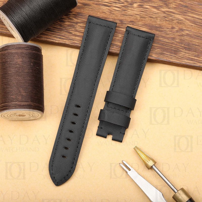 Custom handmade black nylon nato watch straps replacement 22mm 24mm 26mm for Panerai men and women's watch aftermarket for sale (4)