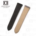 Custom handmade black satin double folded watch straps band replacement 19mm 21mm for Cartier Santos Small, Medium, and Large aftermarket (3)
