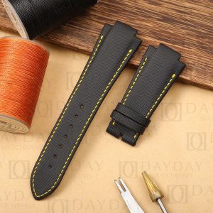 Custom handmade canvas black fabric watch straps replacemenr for Girard Perregaux GP Laureato Evo3 for sale aftermarket (2)