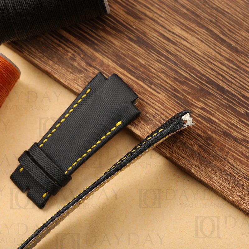 Custom handmade canvas black fabric watch straps replacemenr for Girard Perregaux GP Laureato Evo3 for sale aftermarket