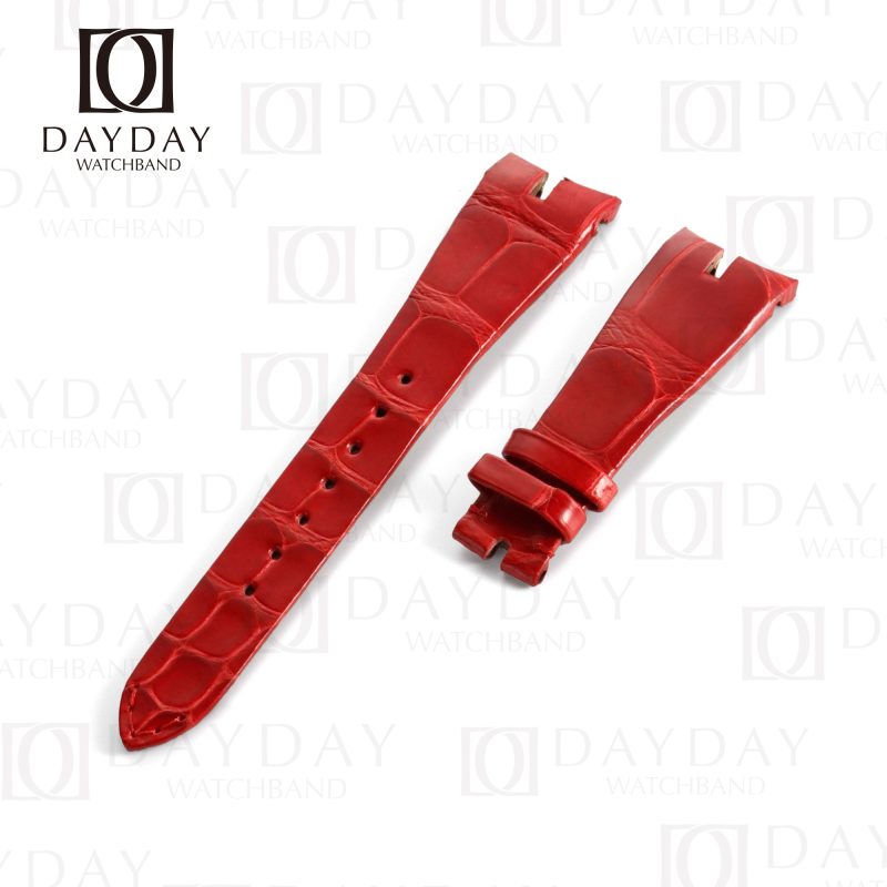 Custom handmade red alligator leather watch straps replacement aftermarket for Roger Dubuis Excalibur, Quatuor, Spider, Skeleton Flying Tourbillon , Chronograph , 42mm (2)