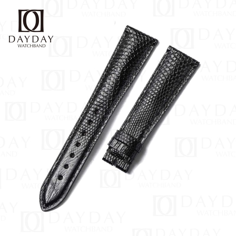 Custom handmade straight end black brown lizard leather watch straps band replacement aftermarket for 20mm 22mm Rolex Cartier Omega Blancpain and more watches