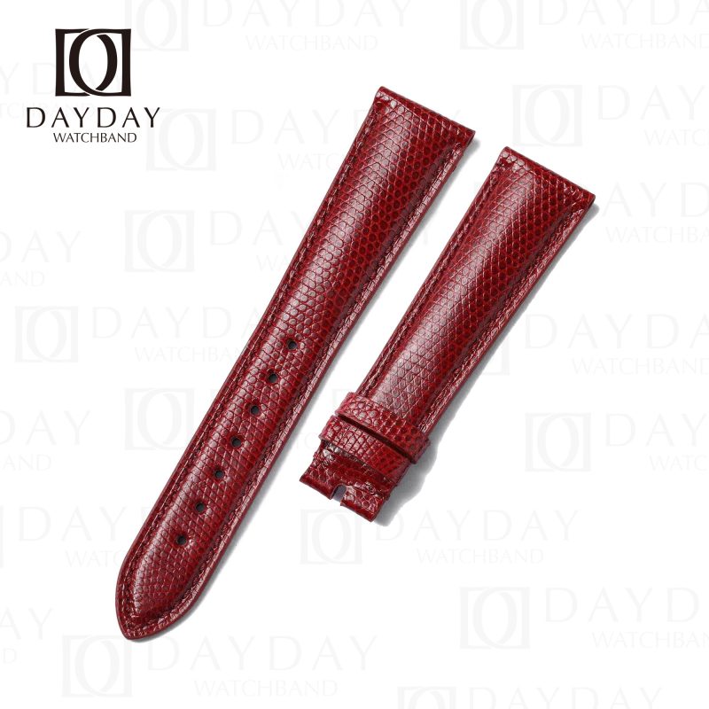 Custom handmade straight end red lizard leather watch straps band replacement aftermarket for 20mm 22mm Rolex Cartier Omega Blancpain and more watches