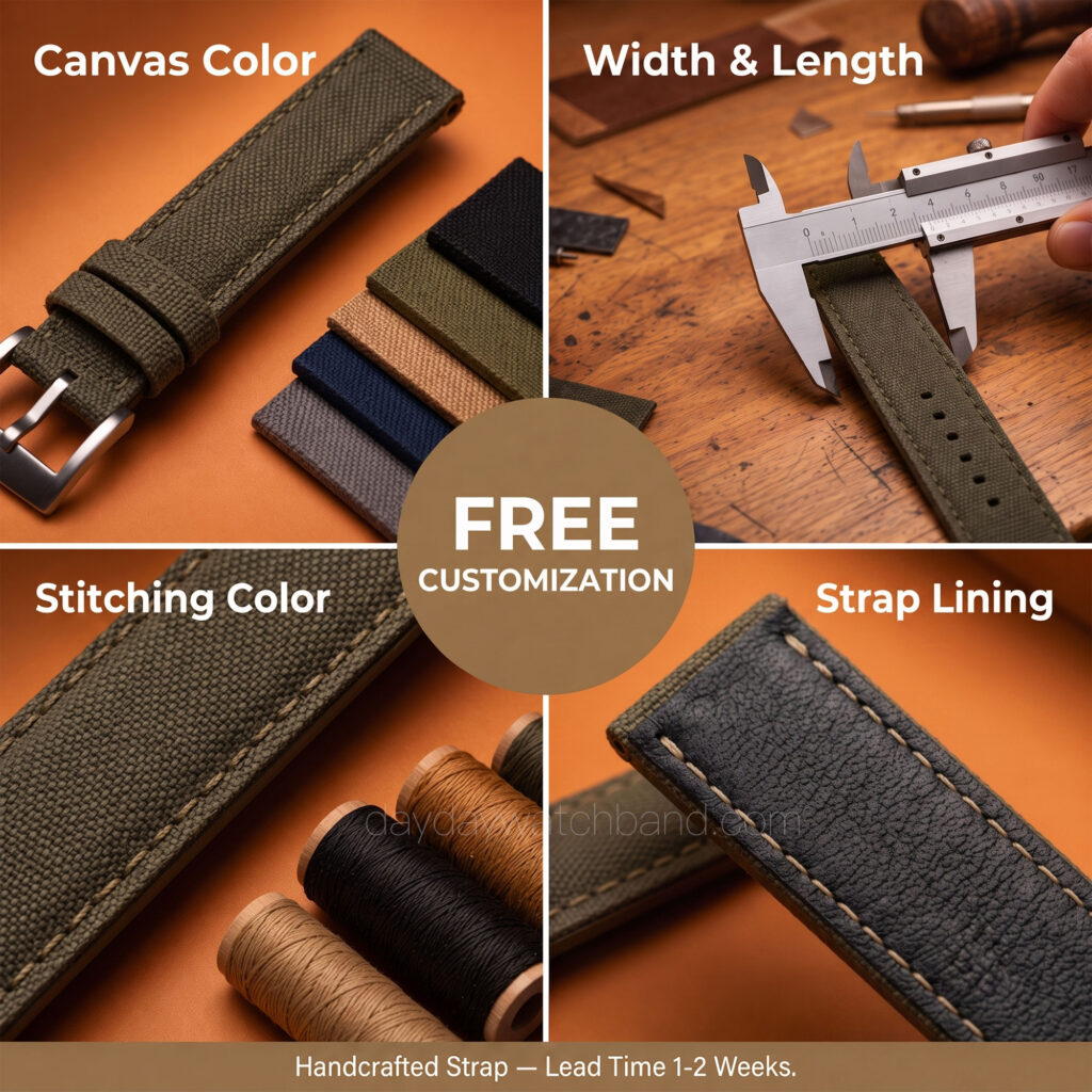 Free-customization-of-handcrafted-canvas-watch-strap