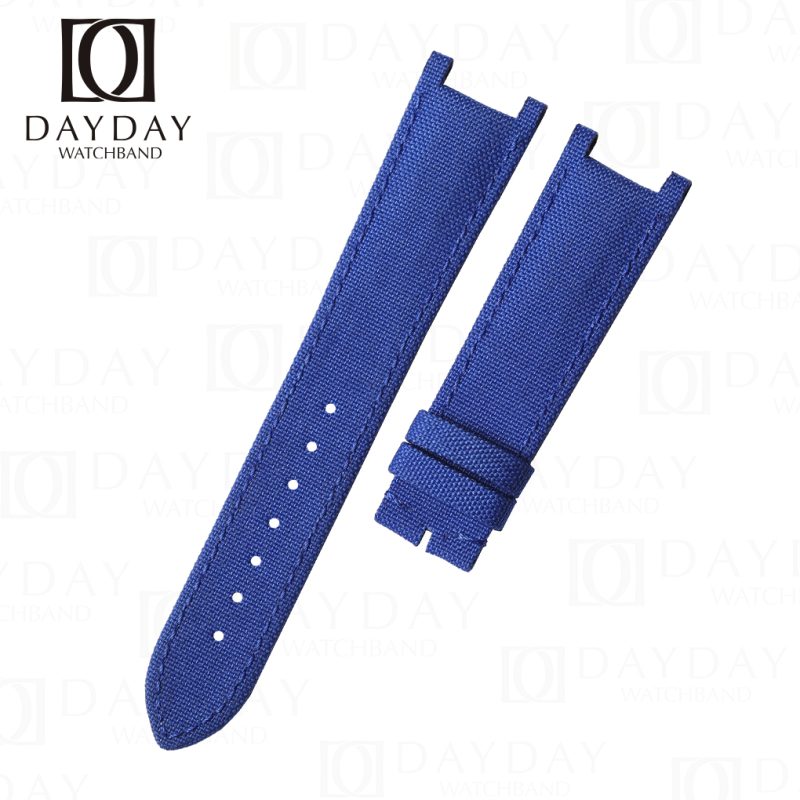 Handcrafted Blue sailcloth fabric bracelet replacement for Cartier Pasha watch for sale