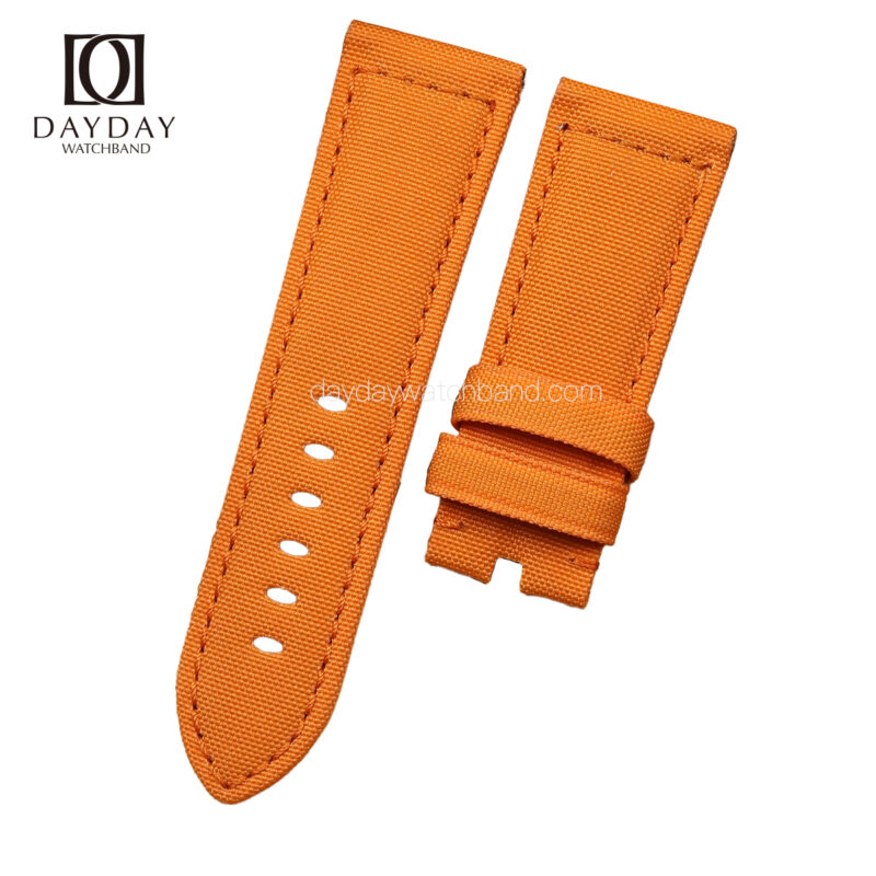 Handmade-bespoke-Orange-nylon-watch-strap-for-Panerai-22mm-24mm-26mm