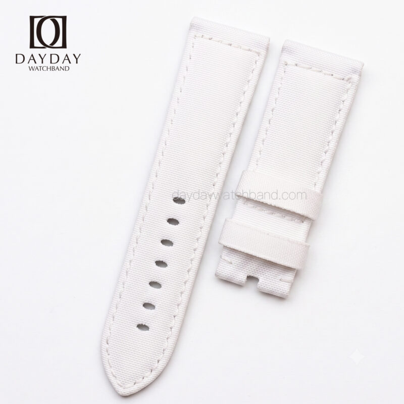 Handmade-bespoke-White-canvas-watch-strap-for-Panerai-22mm-24mm-26mm