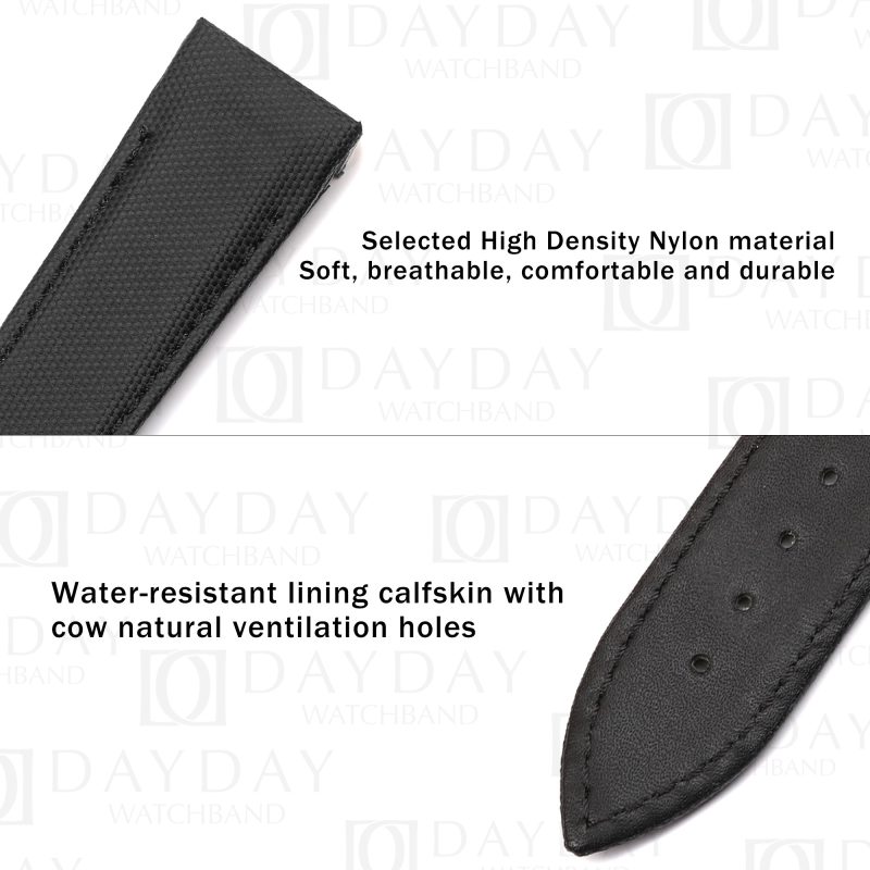 Handmade personalized black canvas sailcloth nylon fabric watch bands replacement fit for Jaeger Lecoultre Reverso Men's watch (3)