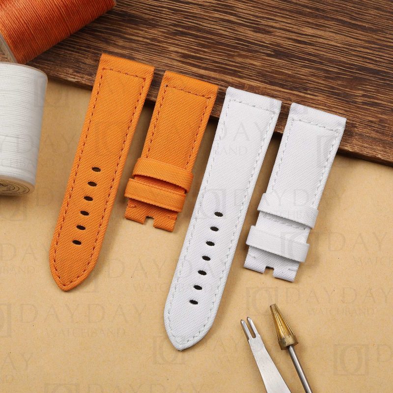 Personalized bespoke best Orange White nylon nato watch belt bracelets replacement 22mm 24mm 26mm for Panerai men and women's watch aftermarket for sale