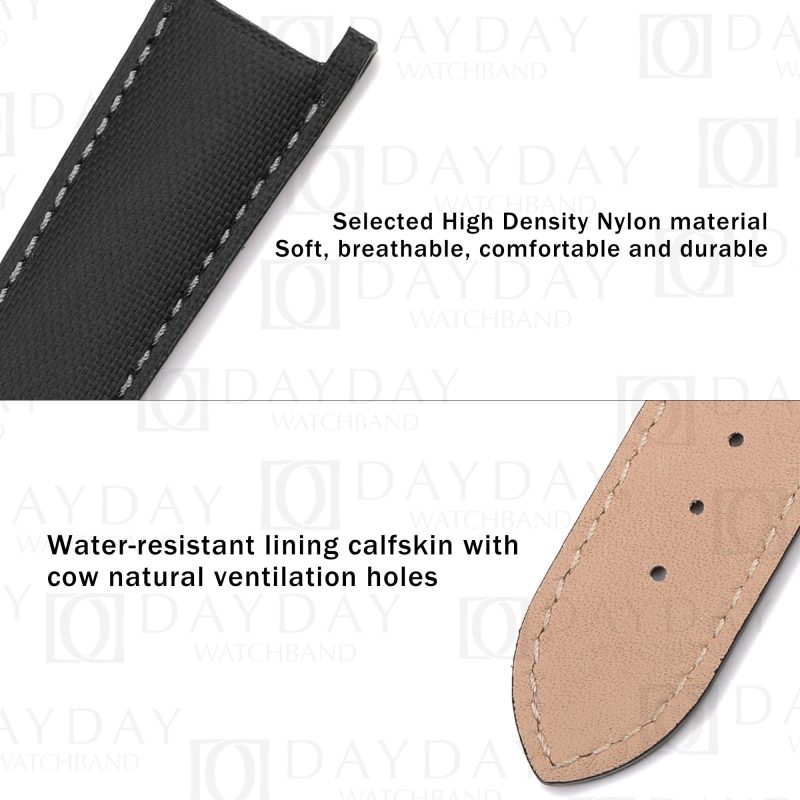 Personalized bespoke black canvas watch straps replacement for Cartier Pasha watch link men and ladies watch aftermarket