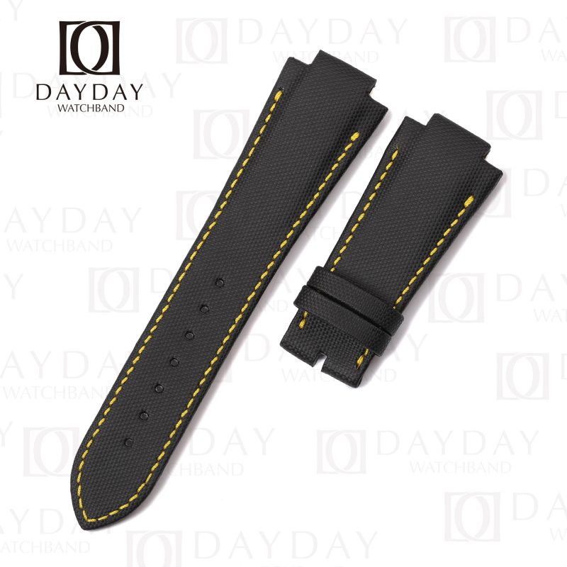 Personalized bespoke black sailcloth nylon fabric watch band replacement for Girard Perregaux GP Laureato Evo3 for sale at low price (4)