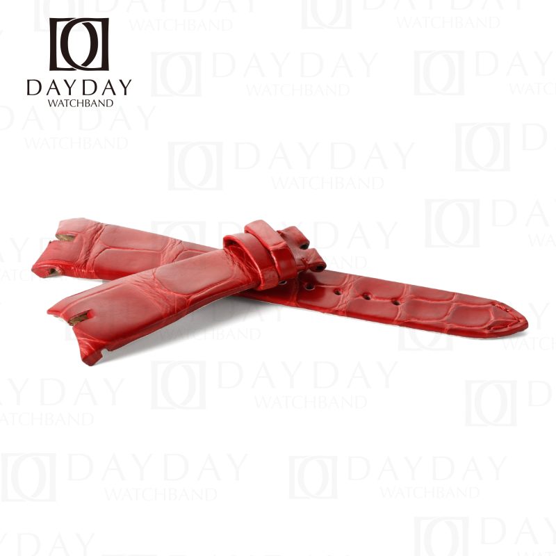 Personalized bespoke red crocodile leather watch straps replacement aftermarket for Roger Dubuis Excalibur, Quatuor, Spider, Skeleton Flying Tourbillon , Chronograph , 42mm (2)