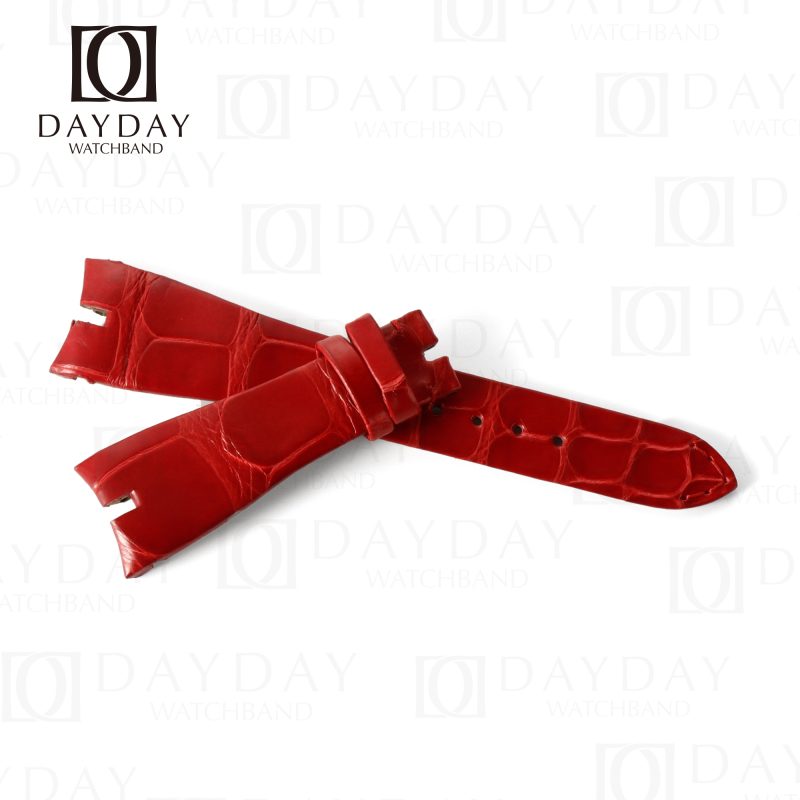 Personalized bespoke red crocodile leather watch straps replacement aftermarket for Roger Dubuis Excalibur, Quatuor, Spider, Skeleton Flying Tourbillon , Chronograph , 42mm (3)