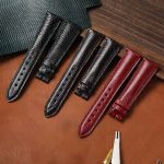 Personalized bespoke straight end black red lizard leather watch straps replacement aftermarket for Rolex Cartier Omega Blancpain and more watches (3)