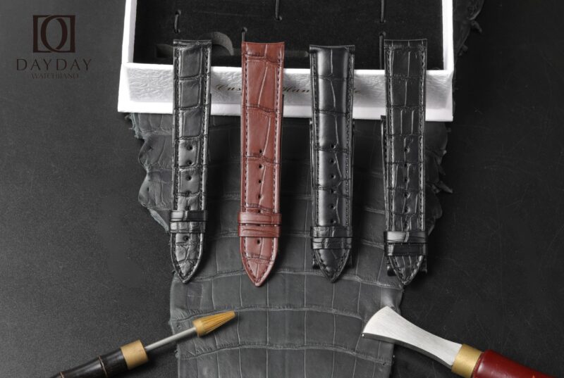 daydaywatchband handmade black brown alligator leather watch band replacement