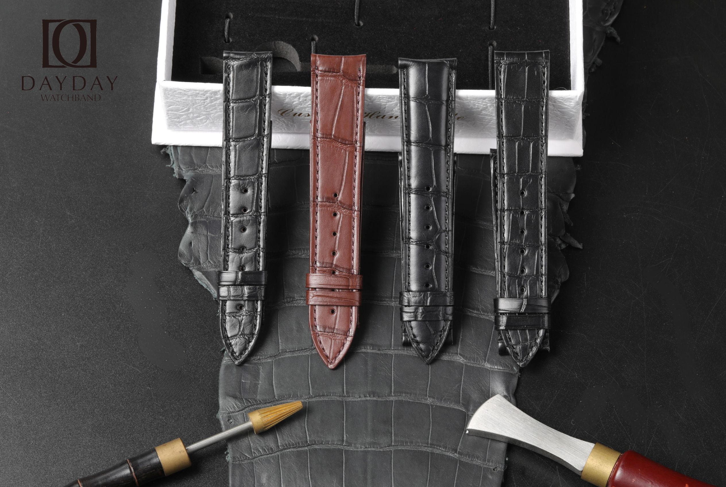 Custom belly scale alligator watch straps(Multi-colors) 3 daydaywatchband handmade black brown alligator leather watch band replacement