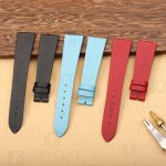 Buy bespoke personalized red tiffany blue black satin leather watch band replacement for Cartier Tank Automatic, Must, XL, Solo, Large, Francaise men and ladies watch aftermarket