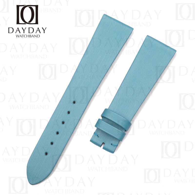 Buy bespoke personalized tiffany blue satin leather watch band replacement for Cartier Tank Automatic, Must, XL, Solo, Large, Francaise men and ladies watch aftermarket