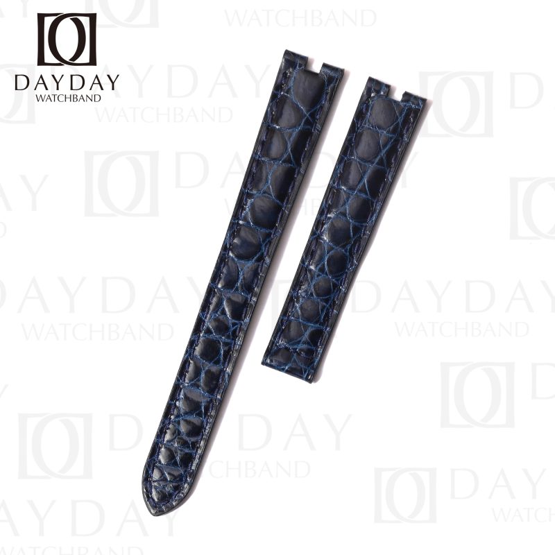 Buy handmade daydaywatchband Dark Blue alligator leather watch straps bands replacement for Cartier Vendome Must de ladies Santos