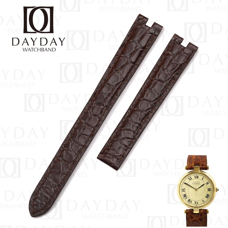 Buy handmade daydaywatchband brown alligator leather watch straps bands replacement for Cartier Vendome Must de ladies Santos (3)