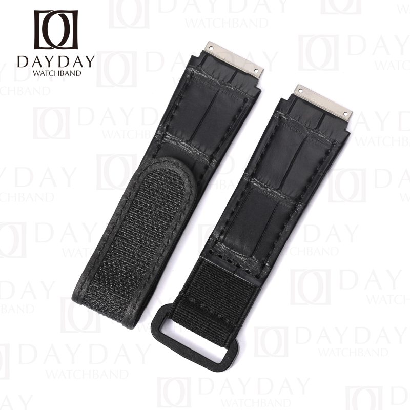 Custom Personalized black crocodile leather watch belt watch straps replacement for RM Richard Mille RM 035 030 055 011 067 men and women's watch (1)