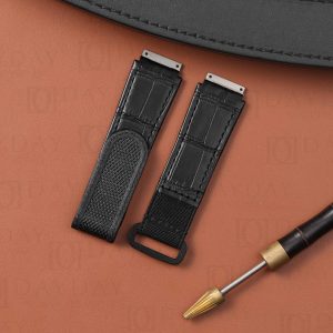 Custom Personalized black crocodile leather watch belt watch straps replacement for RM Richard Mille RM 035 030 055 011 067 men and women's watch (2)