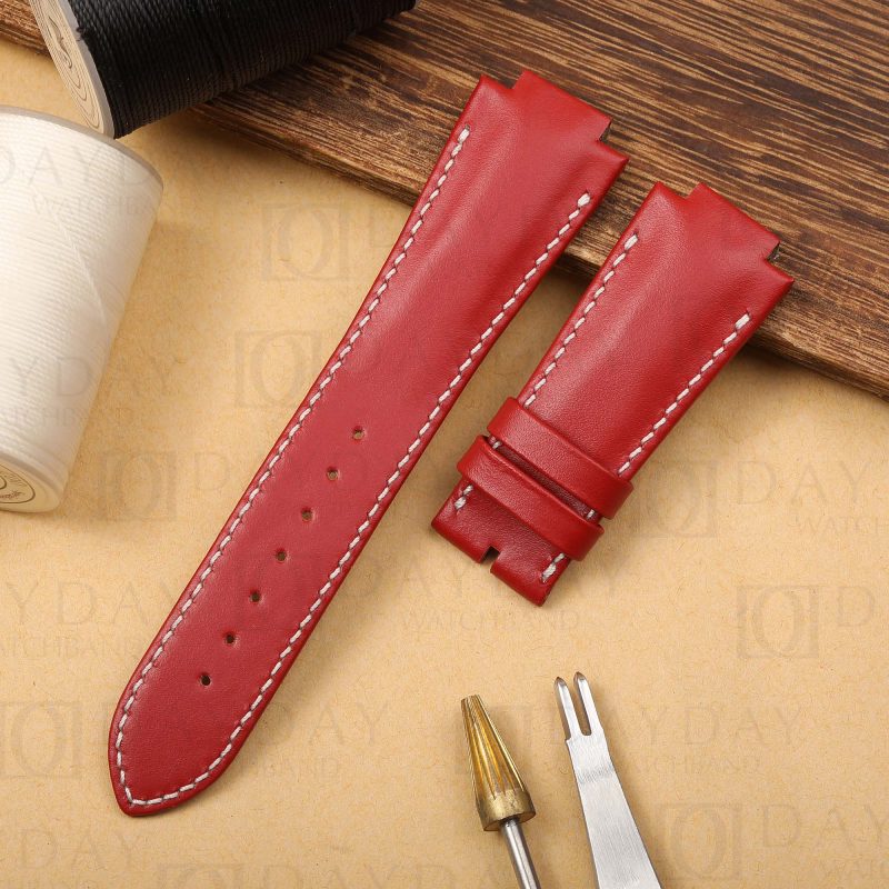 Custom handmade red calfskin leather watch straps replacemenr for Girard Perregaux GP Laureato Evo3 38mm 42mm for sale aftermarket