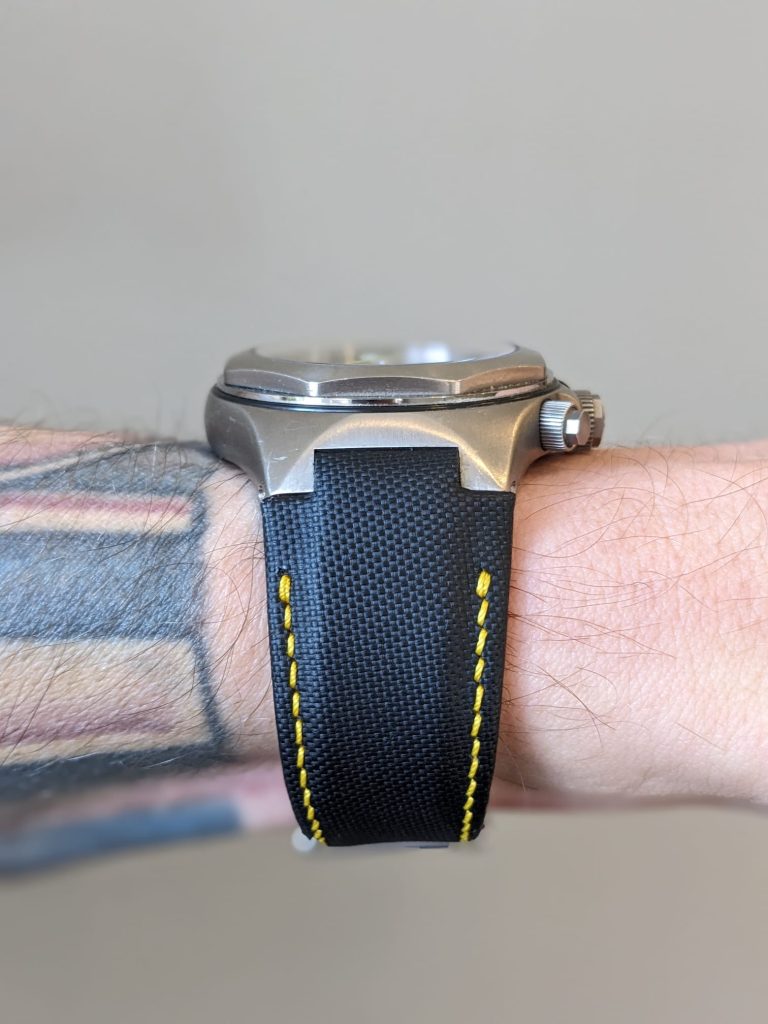 Customer review photo of Custom canvas watch strap for Girard-Perregaux Laureato EVO3 (2)