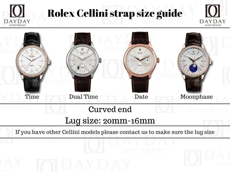 Daydaywatchband Rolex Cellini custom leather strap size guide lug size