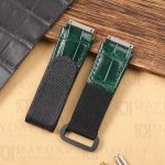Handmade custom green alligator leather velcro watch strap bands with elastic replacement for Richard Mille RM 035 030 055 011 067 men and women's watch