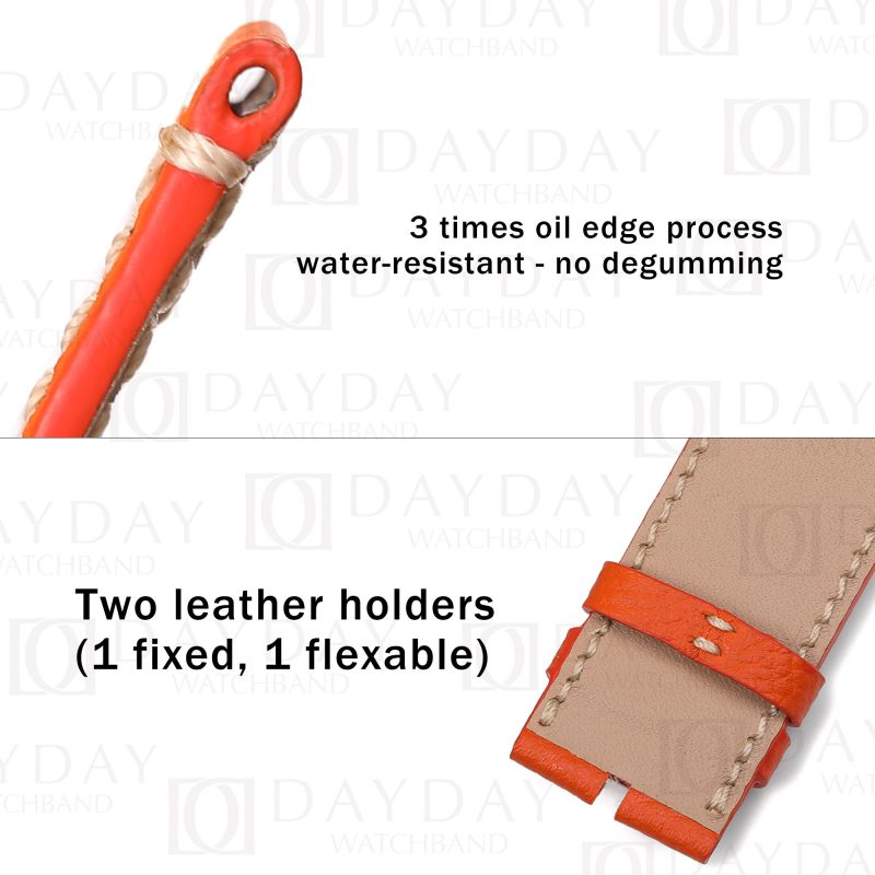 Handmade orange calf leather watch band strap replacement 22mm for Swatch x Blancpain Bioceramic Scuba Fifty Fathoms for sale