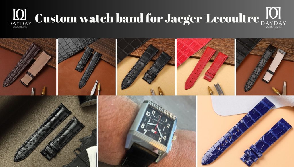 Handmade personalized black brown blue leather watch bands strap replacement fit for Jaeger Lecoultre JLC Master Ultra Thin Perpetual, Casa Fagliano Rendez-Vous Reverso Men's watch