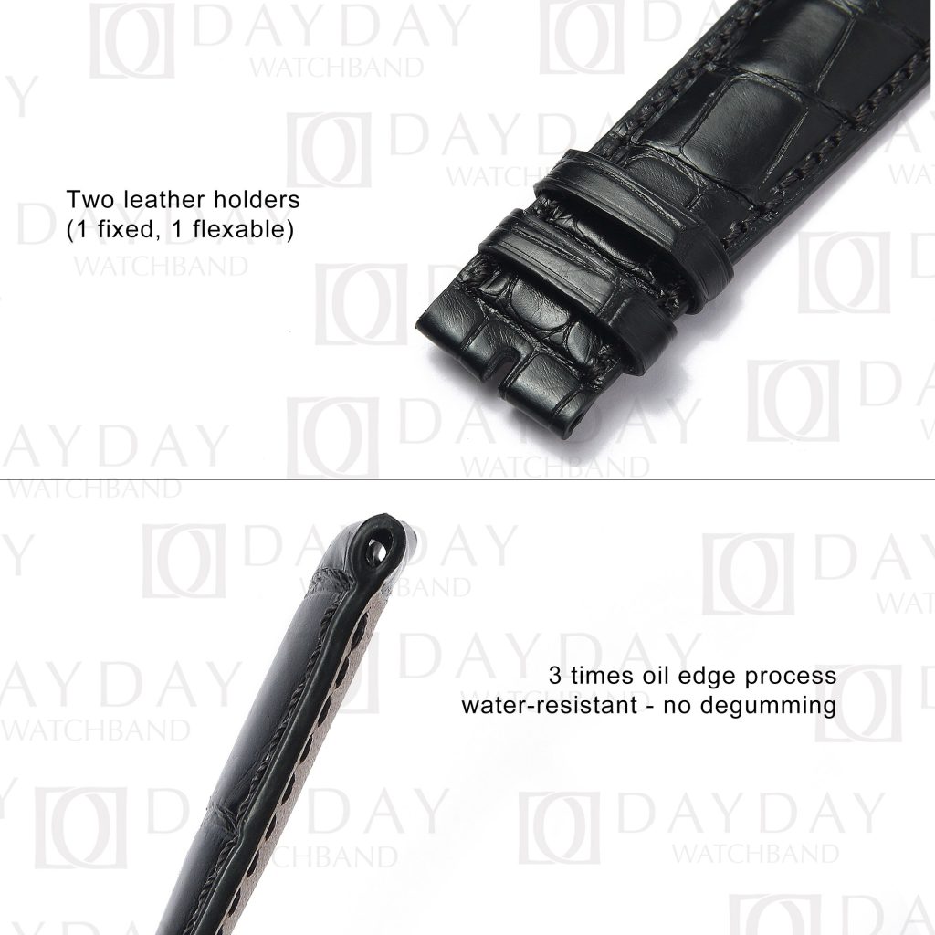 Personalized black crocodile leather watch strap watch bands replacement for Corum $20 Gold Coin for sale aftermarket (2)
