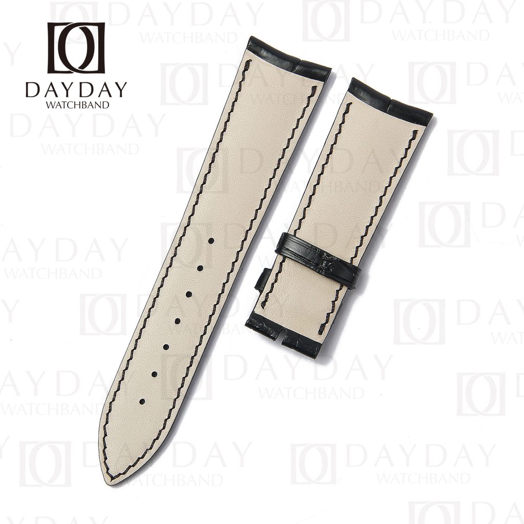 Personalized black crocodile leather watch strap watch bands replacement for Corum Twenty Dollar Gold Coin for sale aftermarket