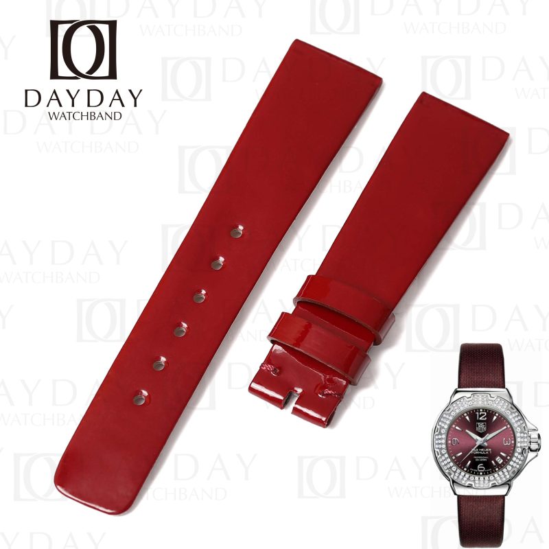 Personalized handmade red patent calf leather bands TAG Heuer Formula 1 with leather watch strap for sale