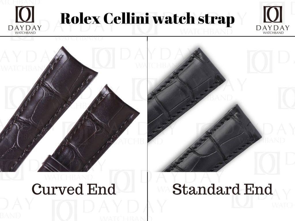 Rolex Cellini leather watch strap curved end and standard end