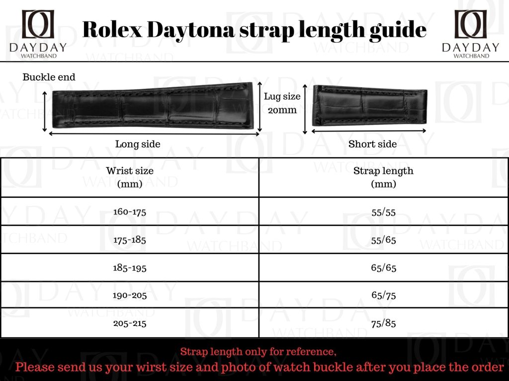 Rolex Daytona custom leather watch replacement strap 20mm length guide