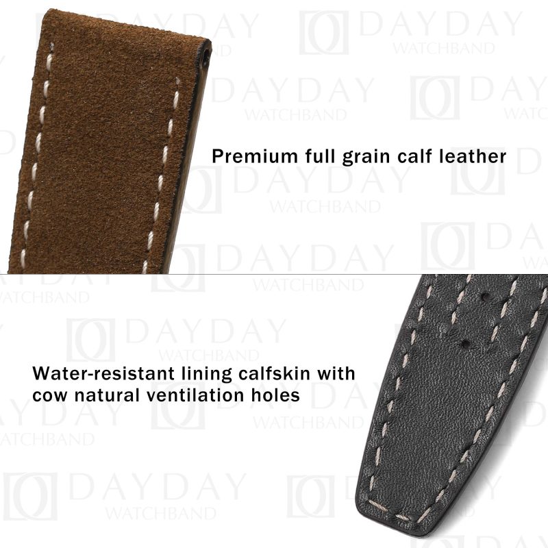 Buy handmade custom bronze brown suede leather watch strap bands replacement for Tudor Heritage Black Bay P01 with locking lug mechanism for sale