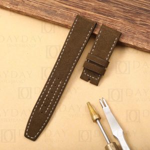 Buy handmade custom bronze brown suede leather watch straps bands replacement for Tudor Heritage Black Bay P01 with locking lug mechanism for sale