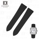 Buy high quality black rubber watch band replacement for Santos de Cartier Small, Medium, Large aftermarket