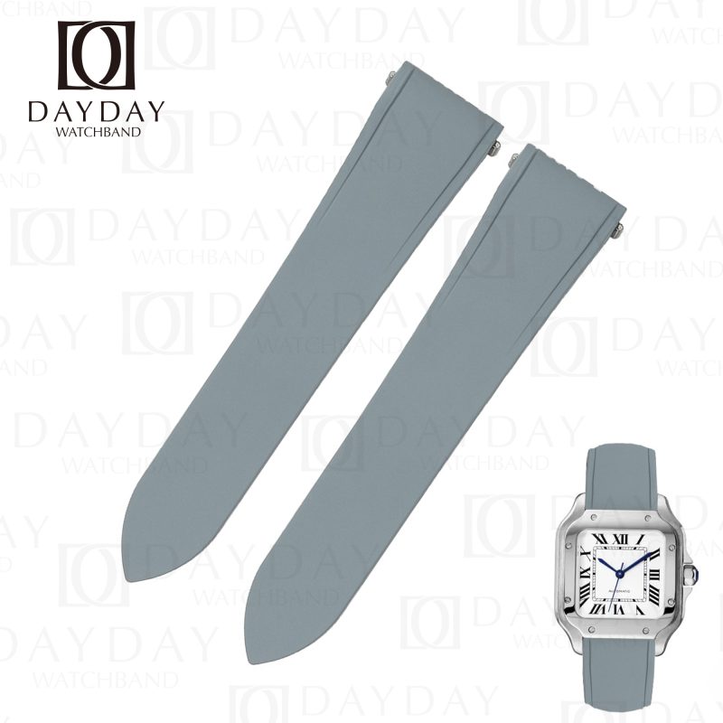Buy high quality grey rubber watch band replacement for Santos de Cartier Small, Medium, Large aftermarket