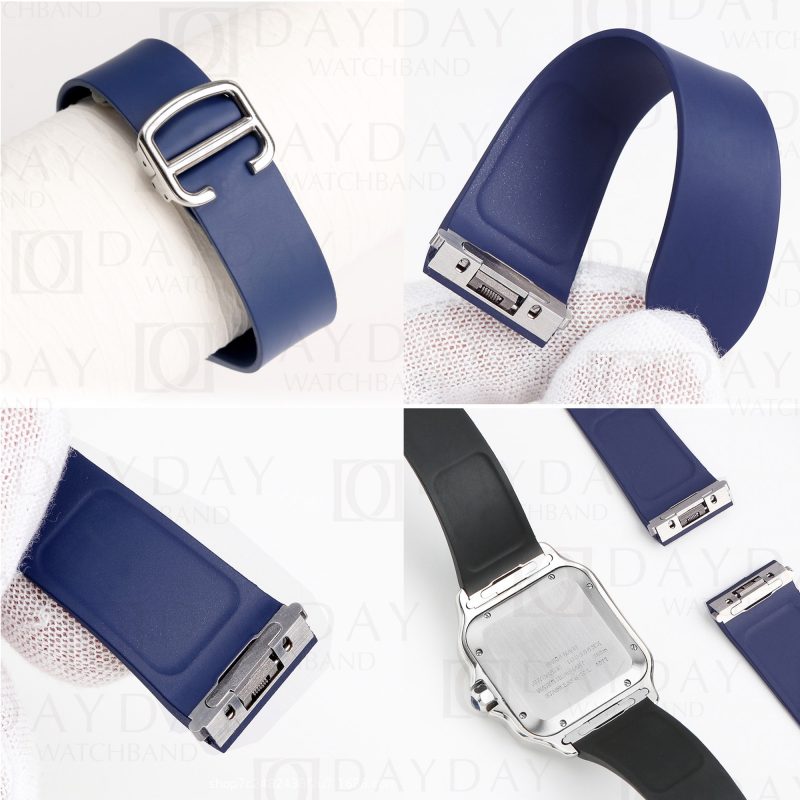 Buy high quality rubber watch band replacement for Santos de Cartier Small, Medium, Large aftermarket