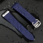 daydaywatchband blue rubber watch strap replacement for Cartier Santos Small, Medium, Large for sale