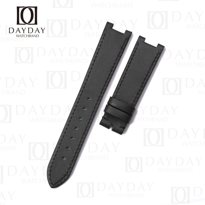 Buy bespoke personalized black calf leather watch band replacement for VCA van cleef & arpels a Collection Moonphase ladies watch