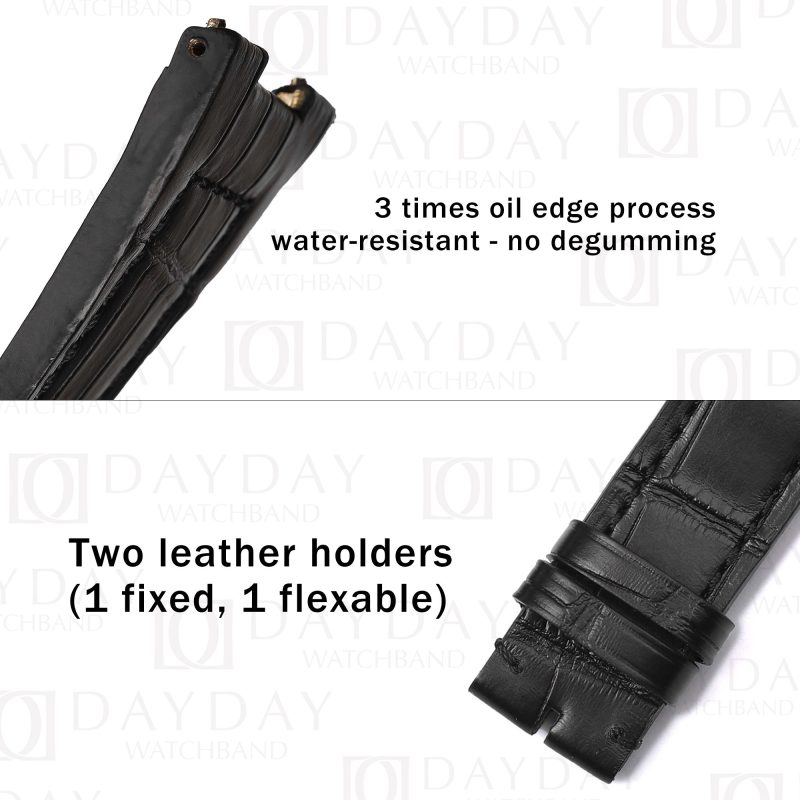 Buy custom bespoke black alligator leather strap replacement for IWC Da Vinci IW546101 men's watch for sale aftermarket (2)