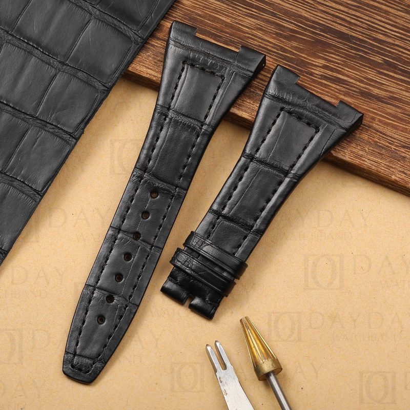 Buy custom bespoke black alligator leather strap replacement for IWC Da Vinci IW546101 men's watch for sale aftermarket (3)