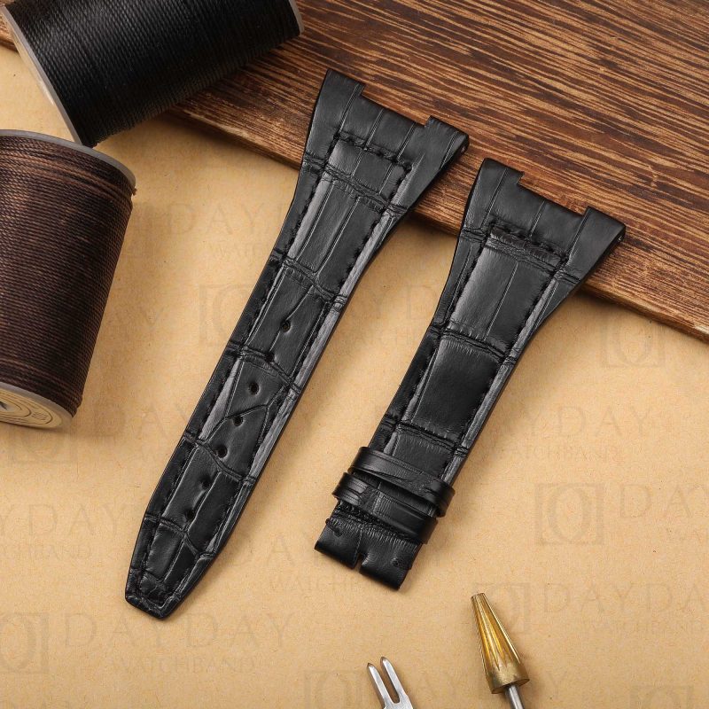 Buy custom bespoke black alligator leather strap replacement for IWC Da Vinci IW546101 men's watch for sale aftermarket (3)