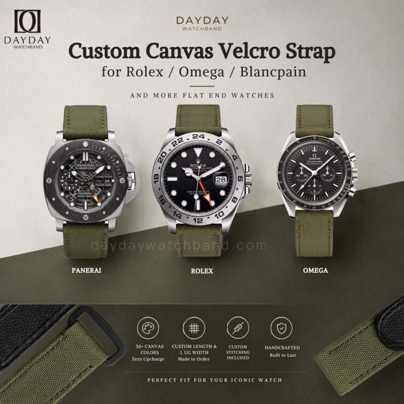 Custom nylon velcro watch strap for Rolex Panerai Omega and Behrens watch