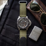 Custom Olive Green Canvas Hook and Loop Straps for Panerai